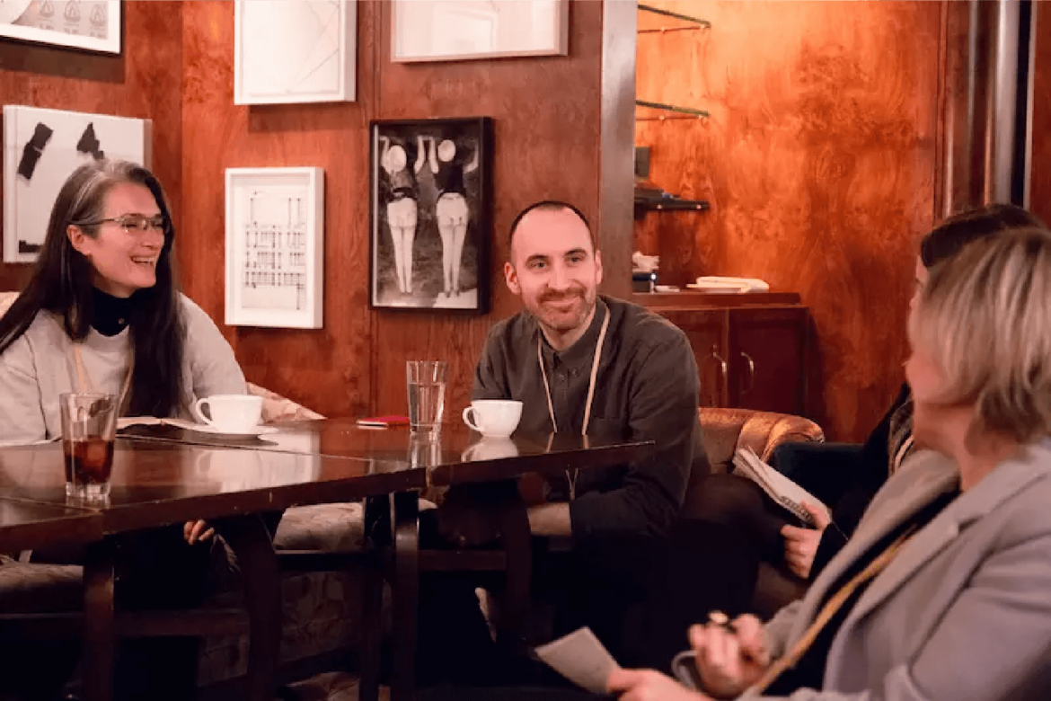 People talking around a table