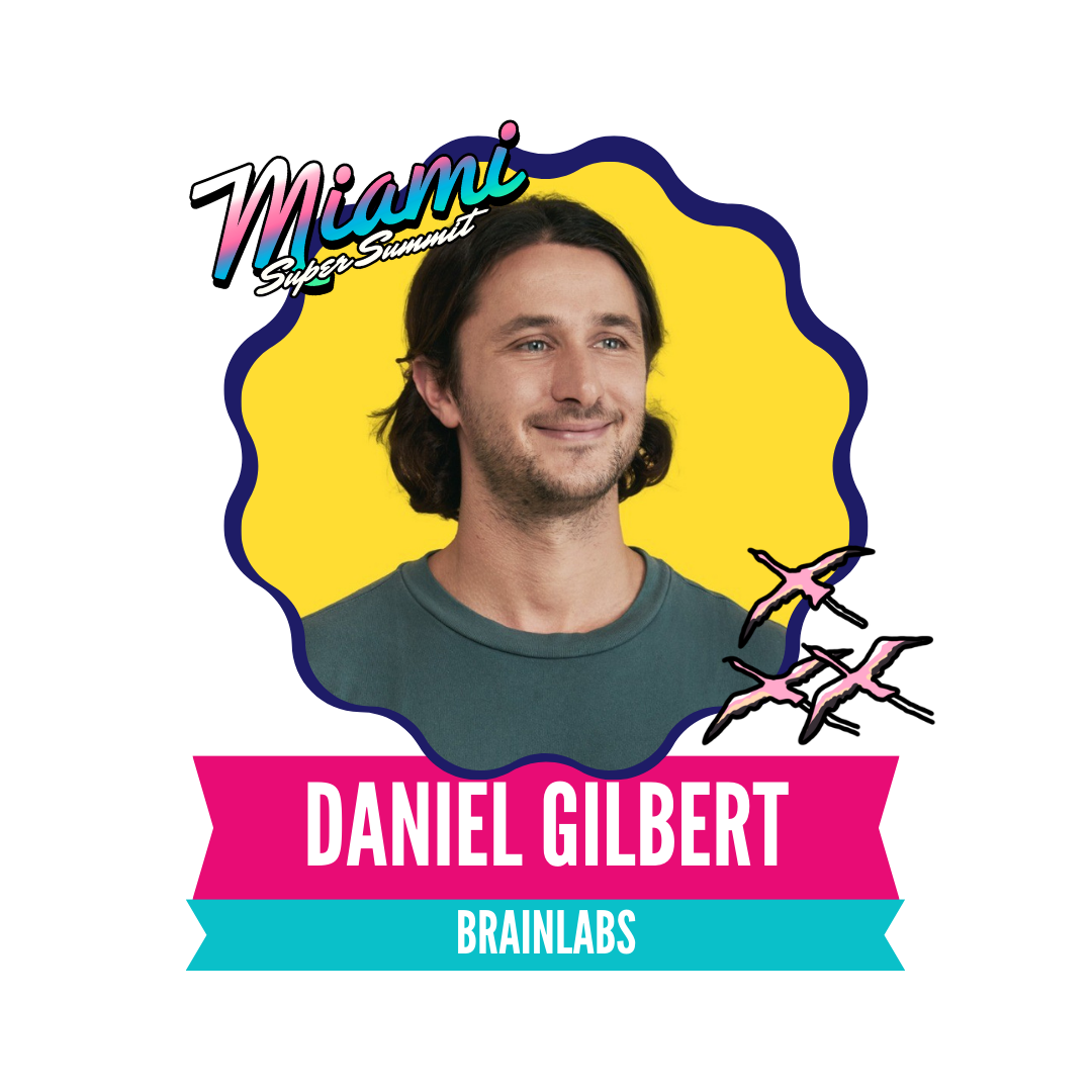 Portrait of a man with long hair, smiling, framed in a decorative border with "Miami Snip Summit," his name, and "Brainlabs" displayed.