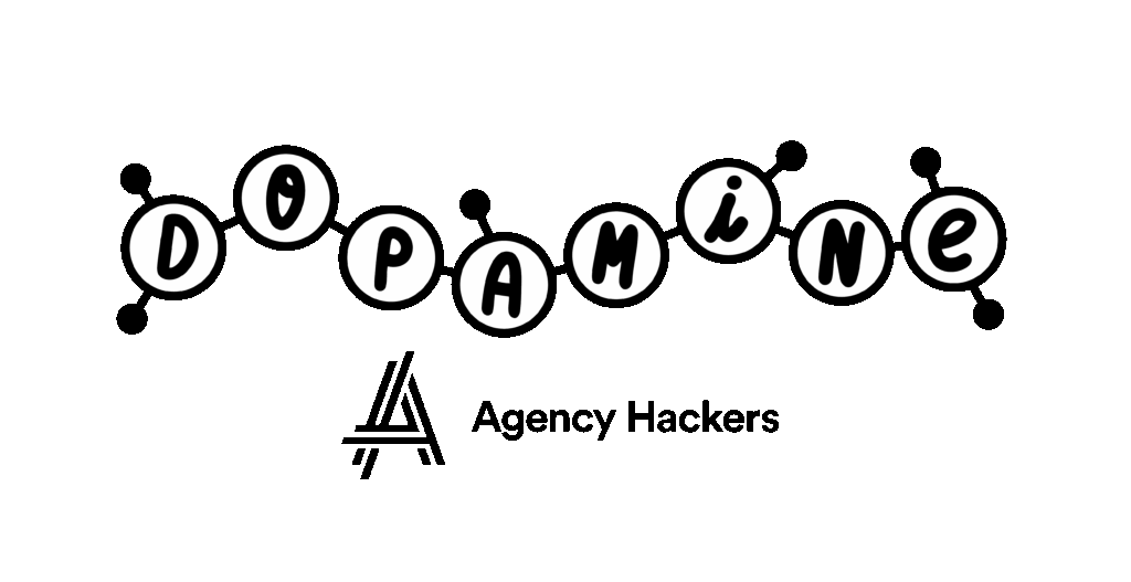 A stylized logo featuring the word "Dopamine" represented with circular letters connected by lines, alongside the text "Agency Hackers" underneath.
