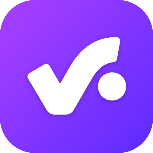 A logo featuring a stylized checkmark combined with a circle, set against a gradient purple background. The design is modern and minimalistic, emphasizing a sense of approval or verification.