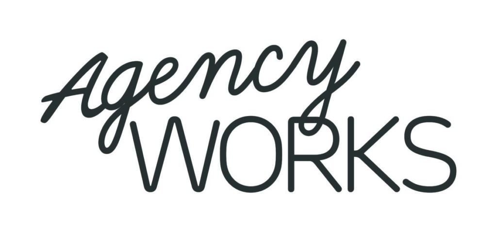 The image features the text "Agency WORKS" in a mixed font style, with "Agency" in a cursive script and "WORKS" in bold, uppercase letters. The overall design conveys a professional and creative aesthetic.