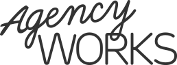 A logo design featuring the words "Agency" in a stylish font above "WORKS" in bold letters, conveying a professional and creative identity.