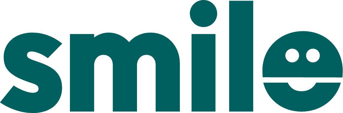 The image features the word "smile" in a playful font, accompanied by a simple smiley face, conveying a cheerful and positive message.