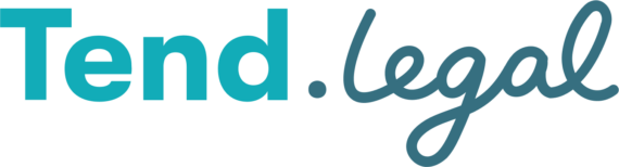 Text logo for Tend.legal featuring a modern font with "Tend" in teal and "legal" in a darker shade, conveying a professional and approachable legal service.