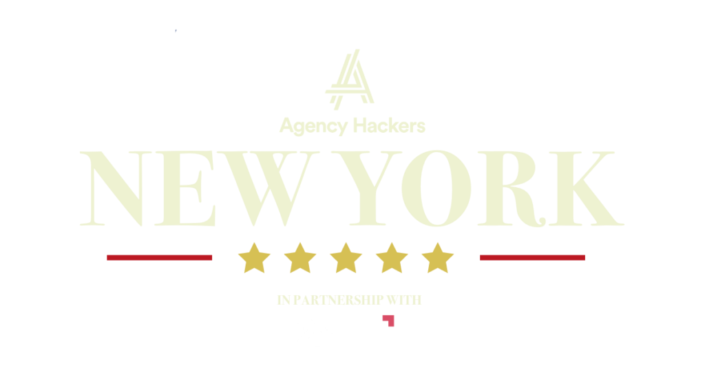 Text image featuring the words "Agency Heaven NEW YORK" with five gold stars below.