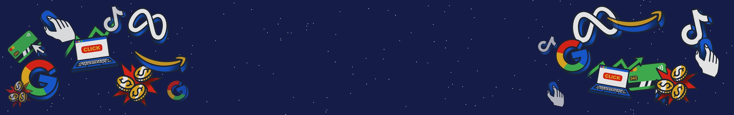 PPC icons on a dark navy banner with an empty central space.